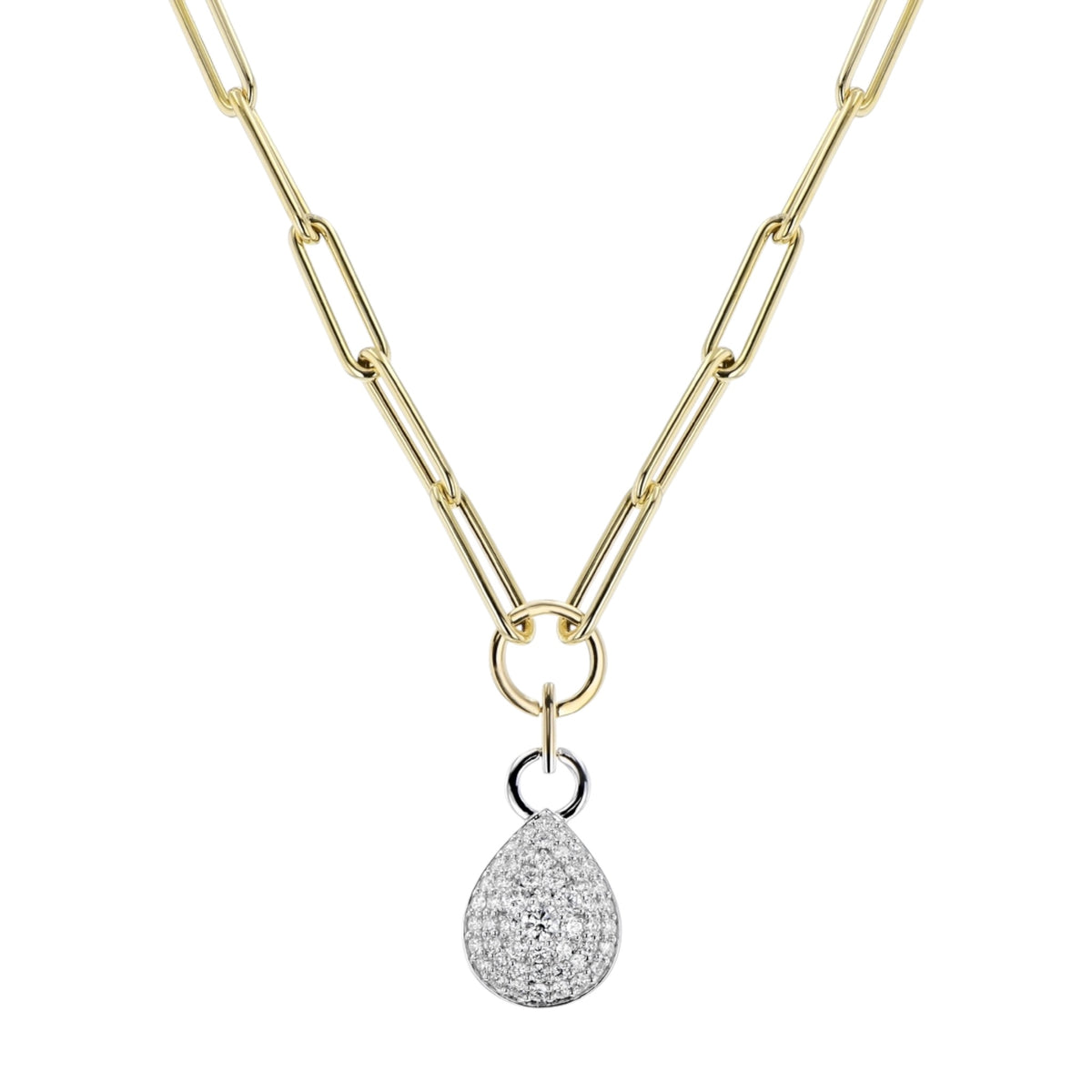 Pave Pendant Paperclip Chain Necklace