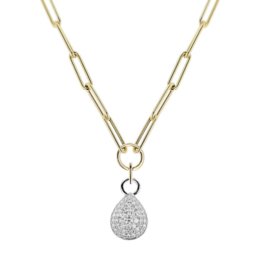Pave Pendant Paperclip Chain Necklace