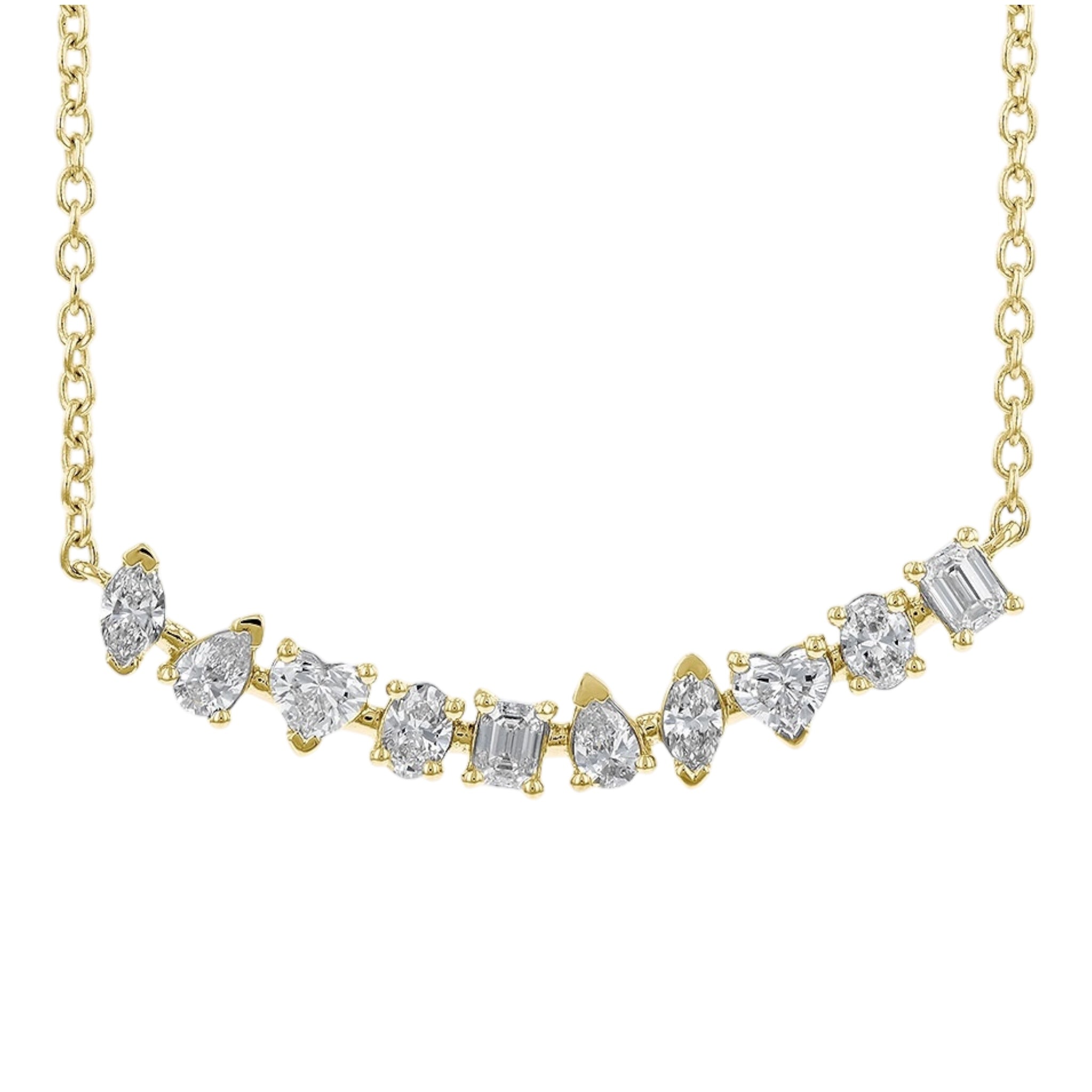 Fancy Cut Diamond Bar Necklace