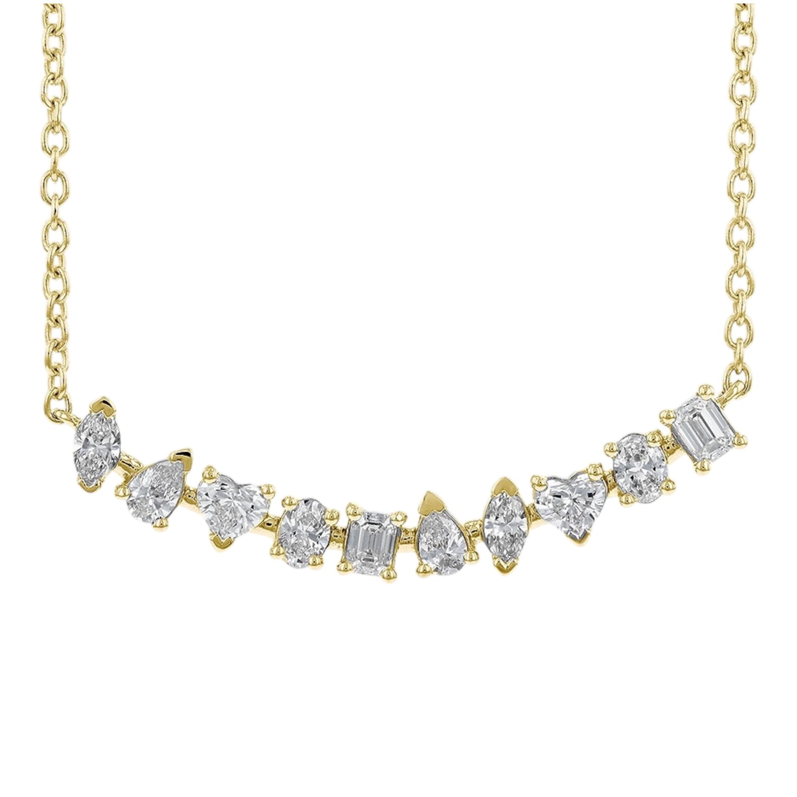 Fancy Cut Diamond Bar Necklace