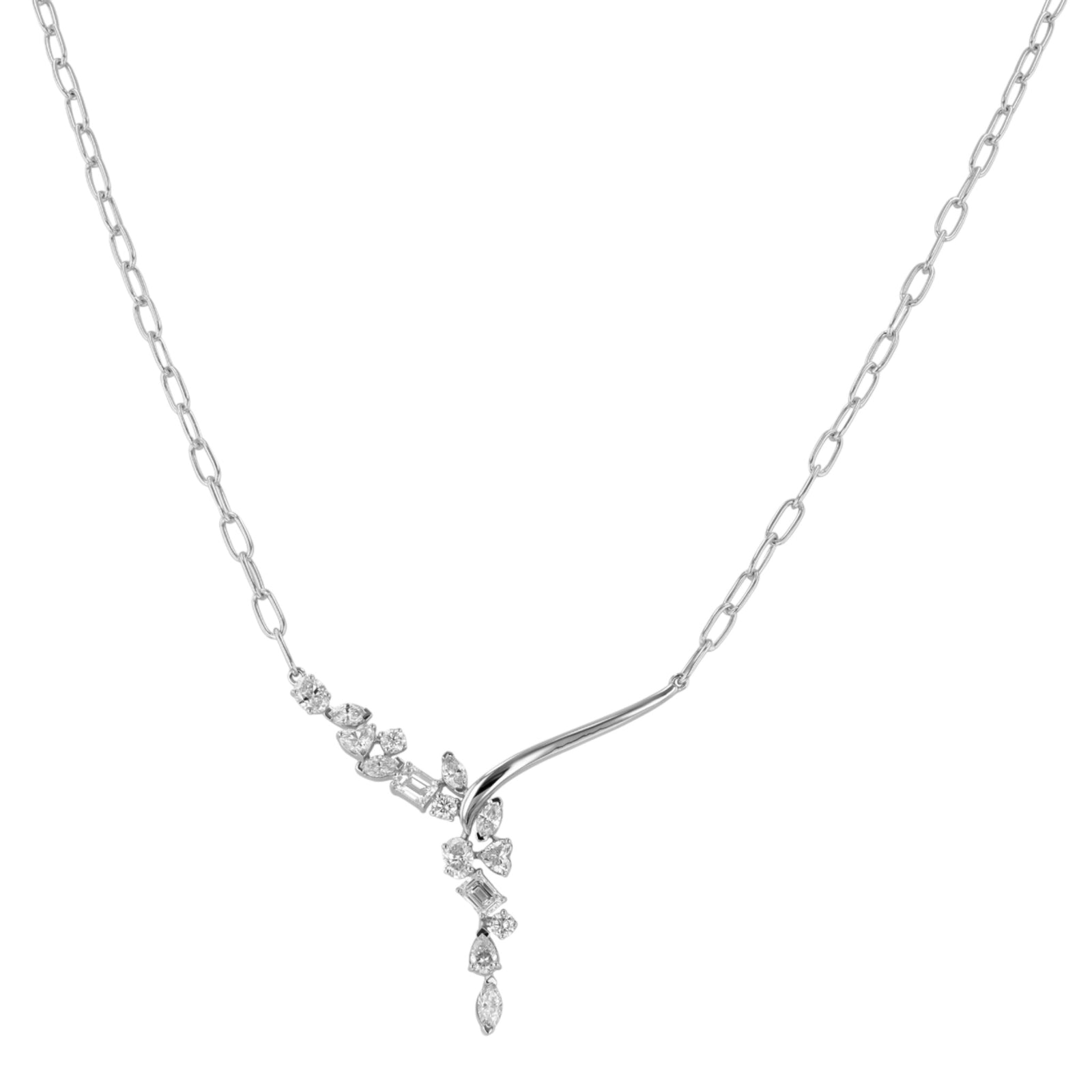 Diamond Cluster Lariat Necklace