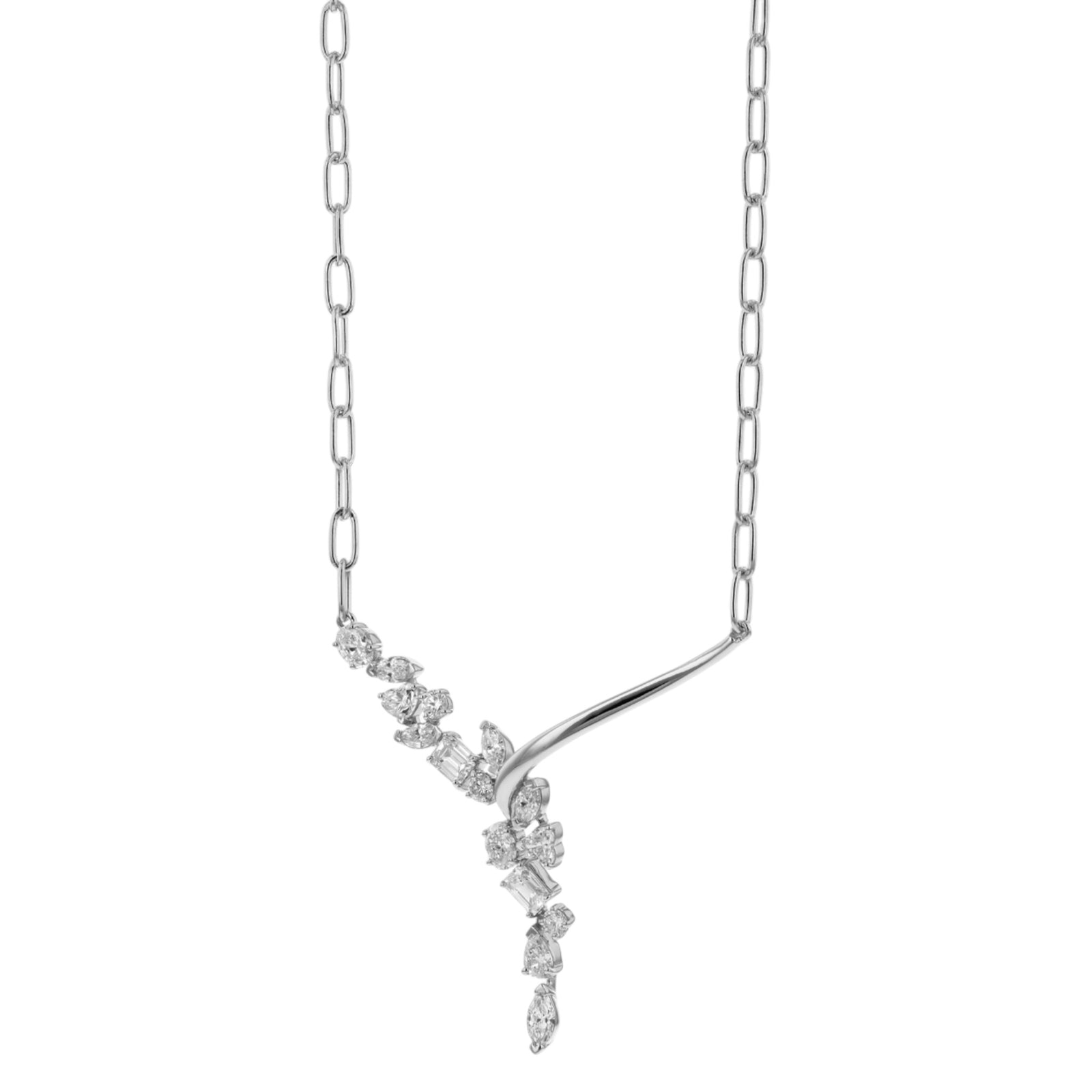 Diamond Cluster Lariat Necklace