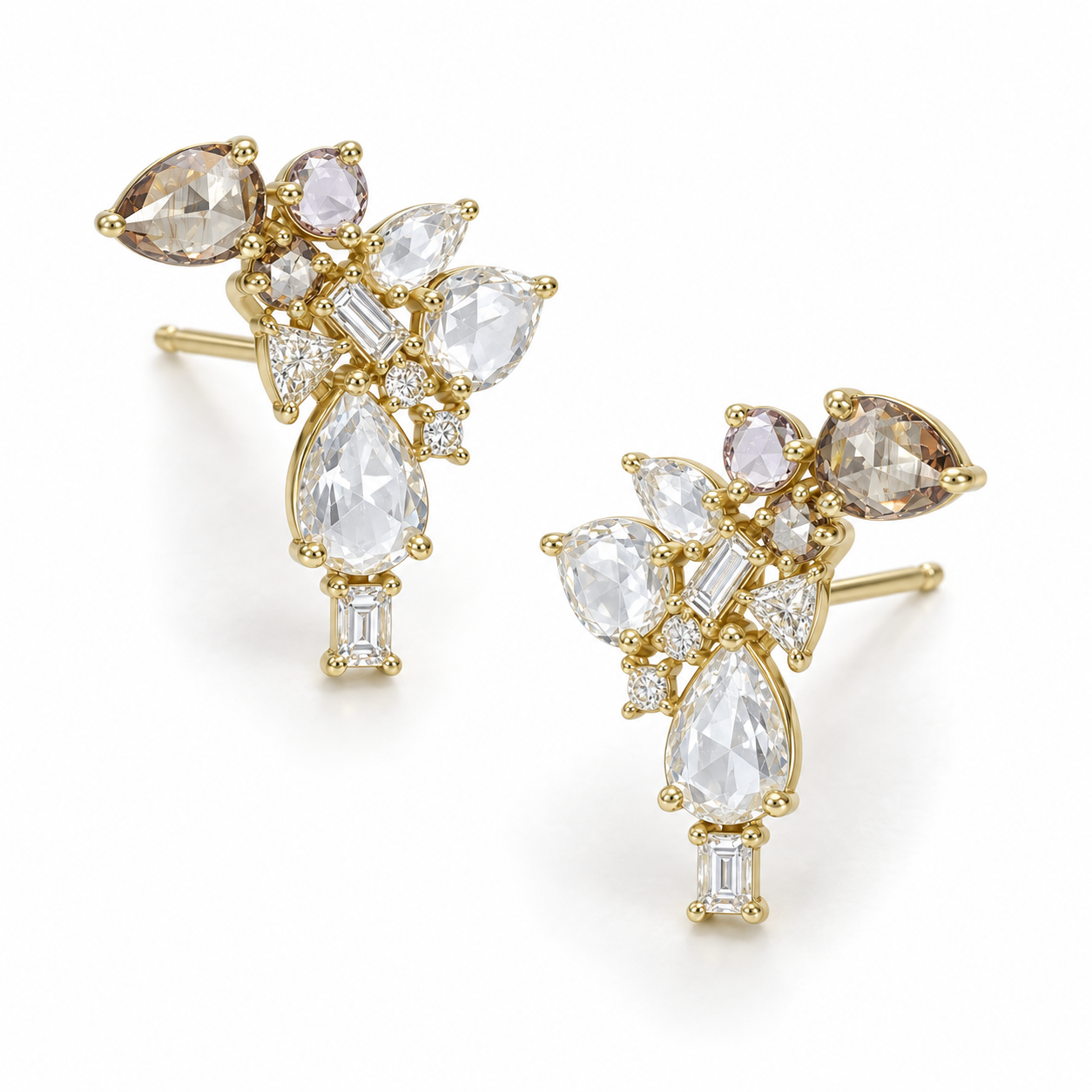 Nude Diamond Sapphire Climbers by Meredith Young