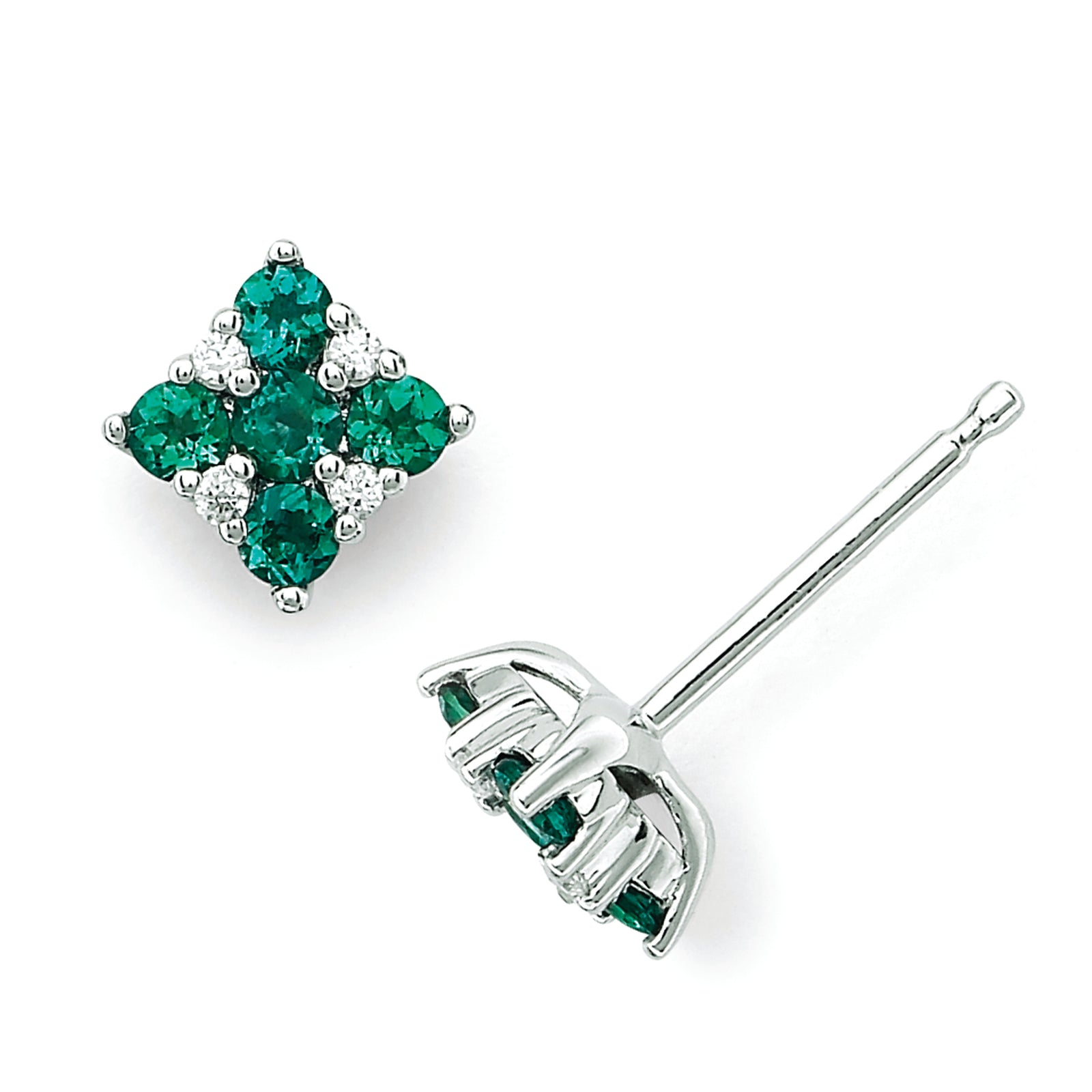 Emerald & Diamond Stud Earrings