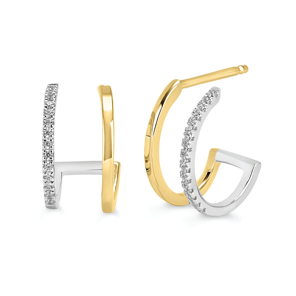 Diamond & Yellow Gold Double Hoop Earrings