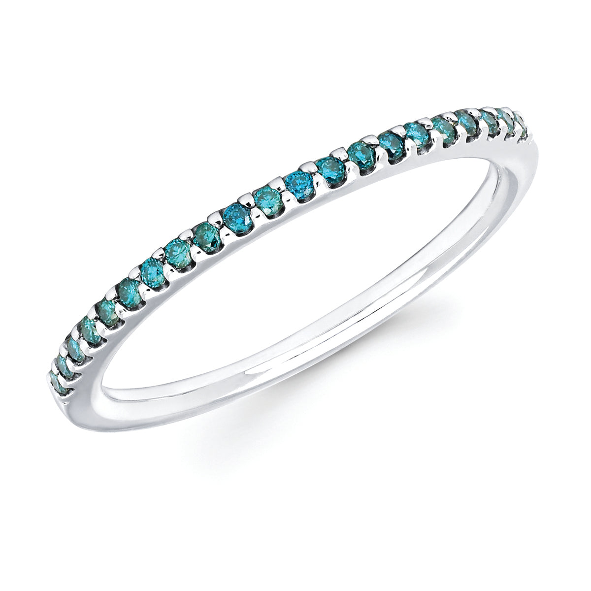 Blue Diamond & White Gold Half Eternity Ring