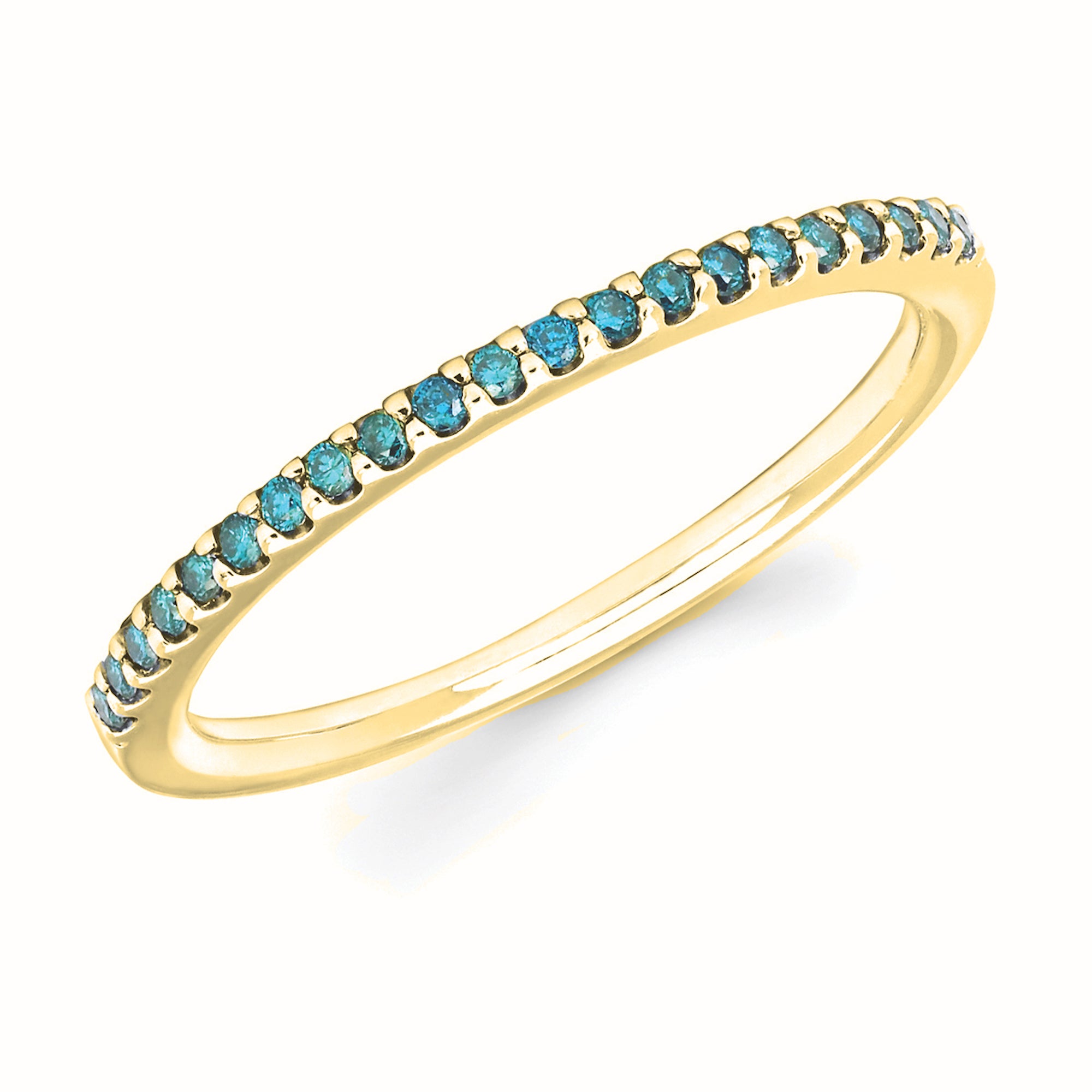Blue Diamond & Yellow Gold Half Eternity Ring