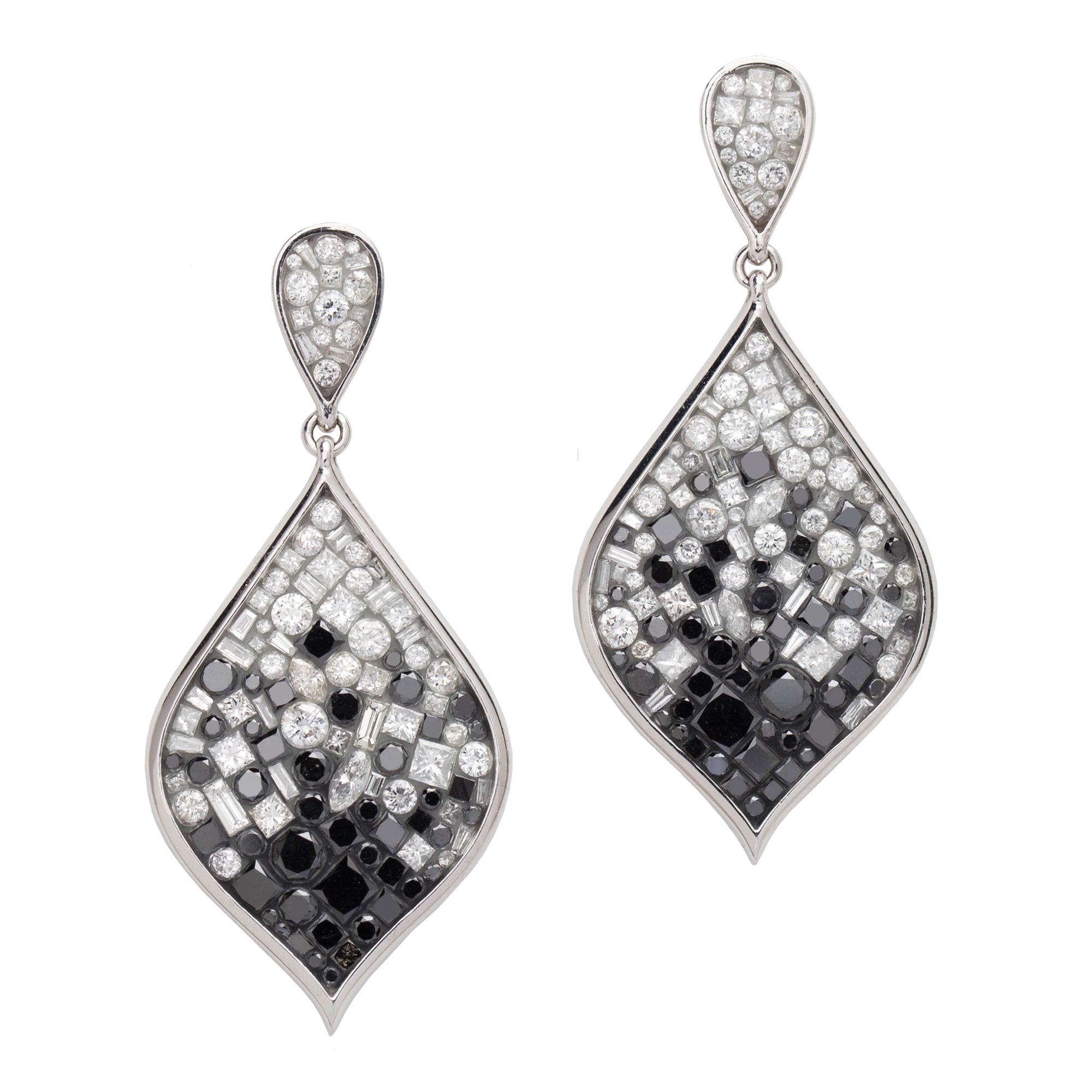 Black Ombre Genie Bottle Diamond Earrings by Pleve available at Talisman Collection Fine Jewelers in El Dorado Hills, CA and online. Specs: 18k wg dia & color enhanced dia 5.00 cttw