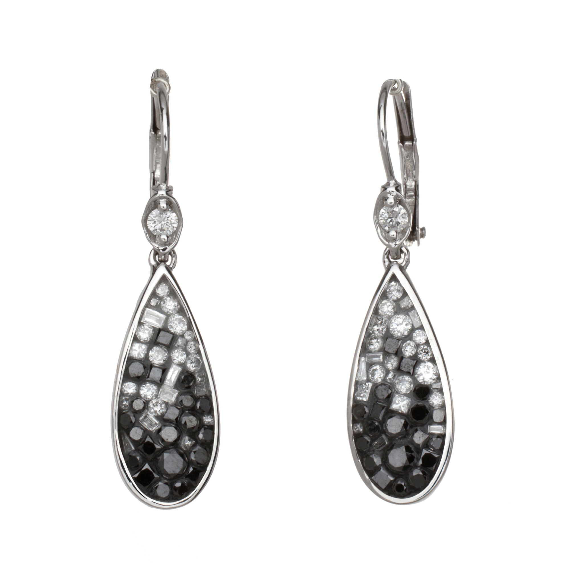 Black Ombre Teardrop Diamond Earrings by Pleve available at Talisman Collection Fine Jewelers in El Dorado Hills, CA and online. Specs: 18k wg dia & color enhanced dia 1.70 cttw 