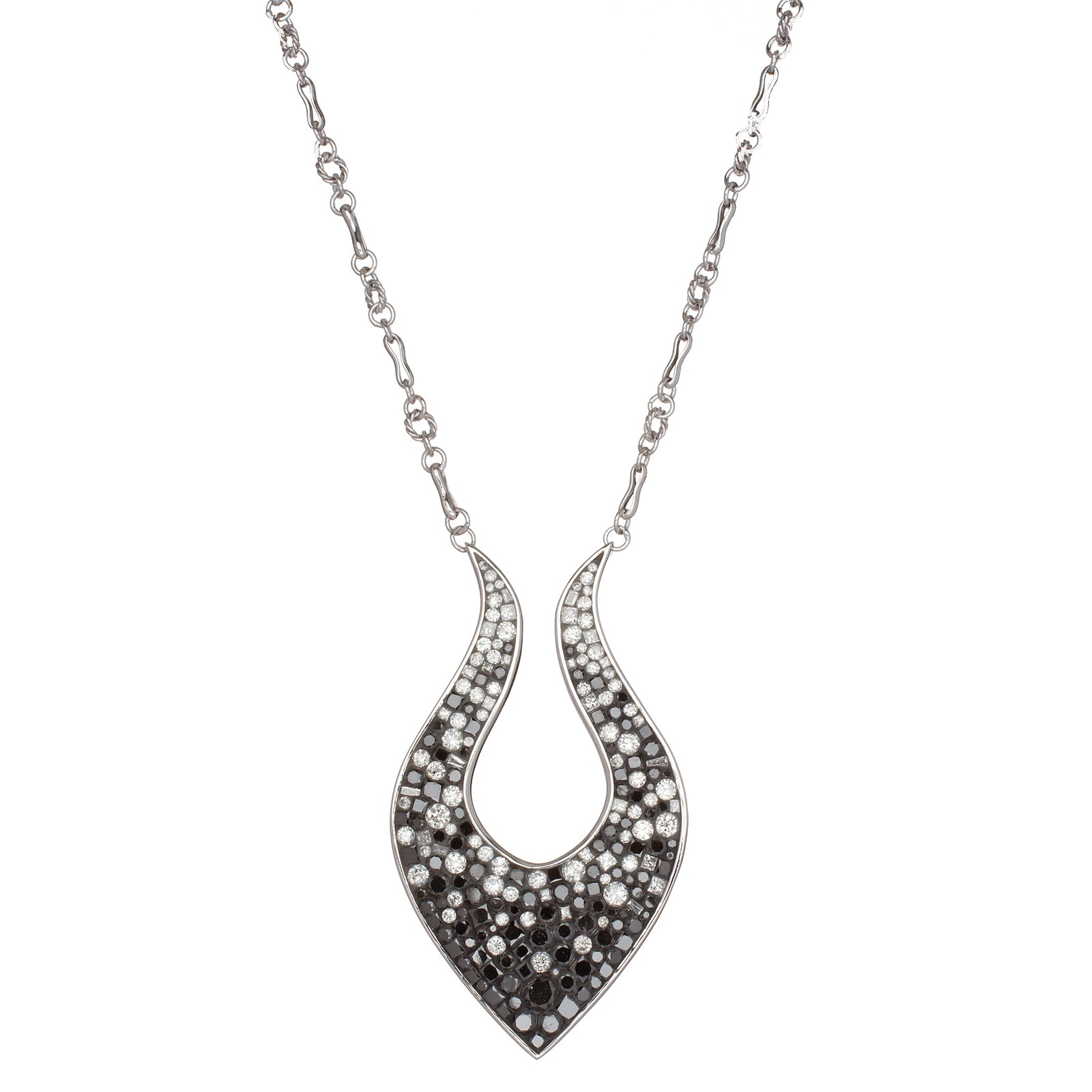 Black and White Ombre Diamond Harp Necklace