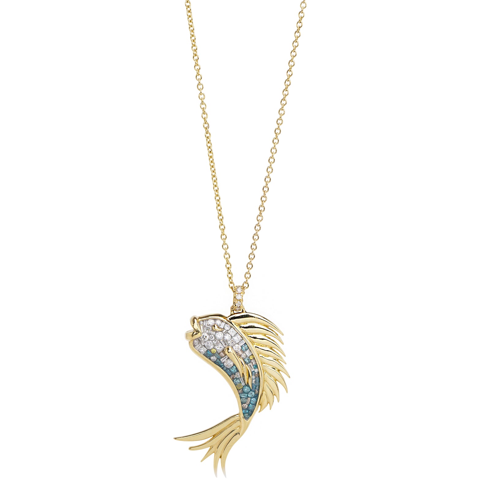 Marine Ombre Diamond Fish Necklace