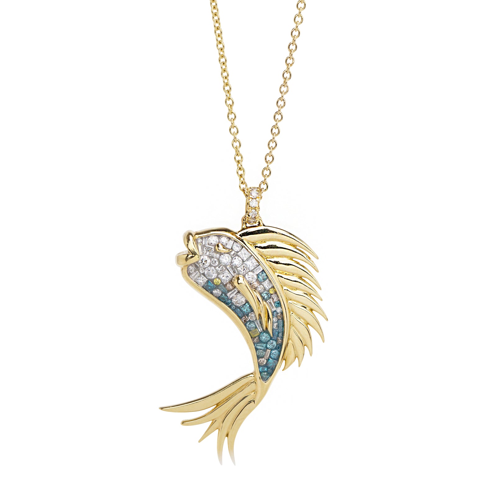 Marine Ombre Diamond Fish Necklace