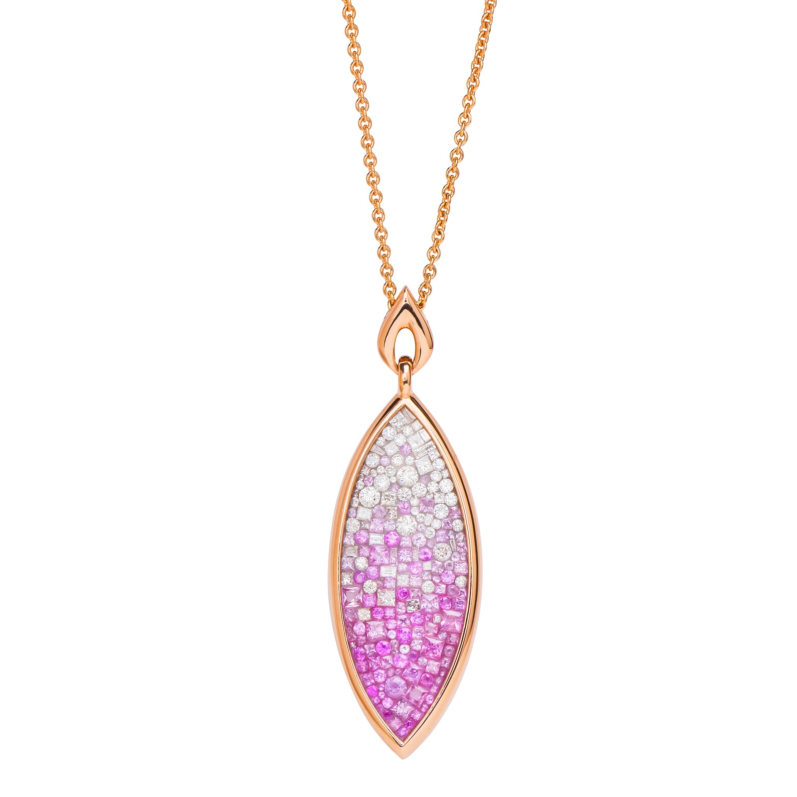 Ombre Pink Sapphire Genie Bottle Necklace