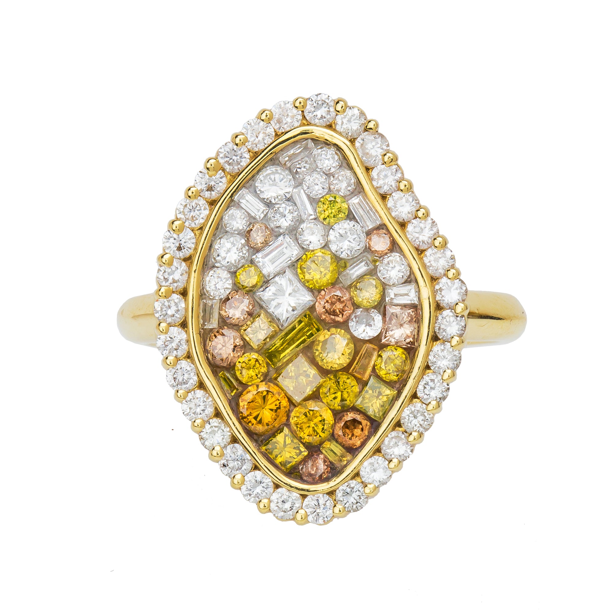 Yellow Ombre Diamond Sarah Ring by Pleve available at Talisman Collection Fine Jewelers in El Dorado Hills, CA and online. Specs: 1.60 cttw white & color enhanced diamonds, 18k yellow gold.