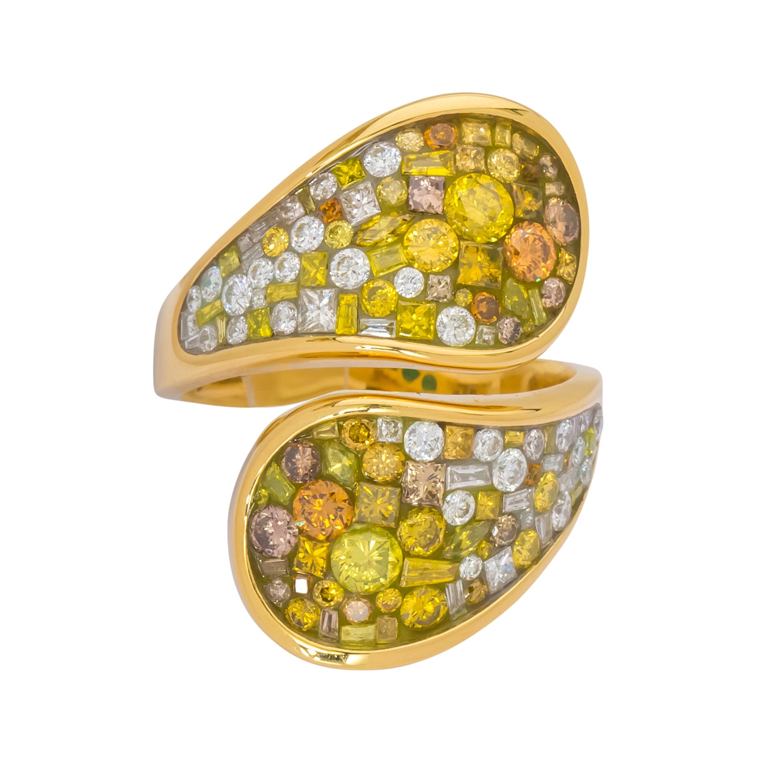 Yellow Ombre Diamond Bypass Ring