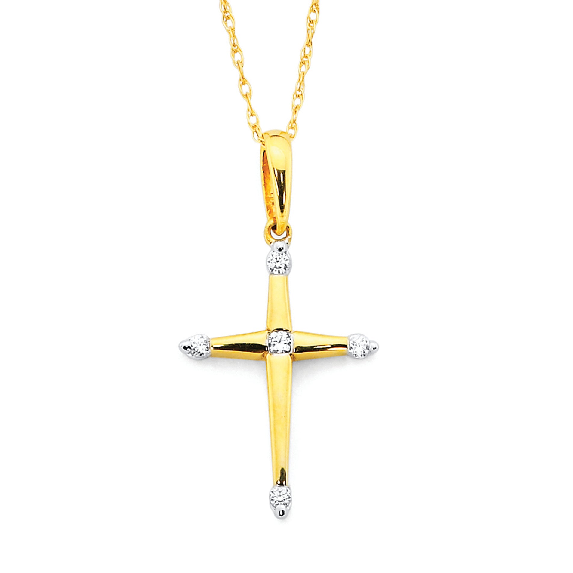 Yellow Gold & Diamond Cross Pendant