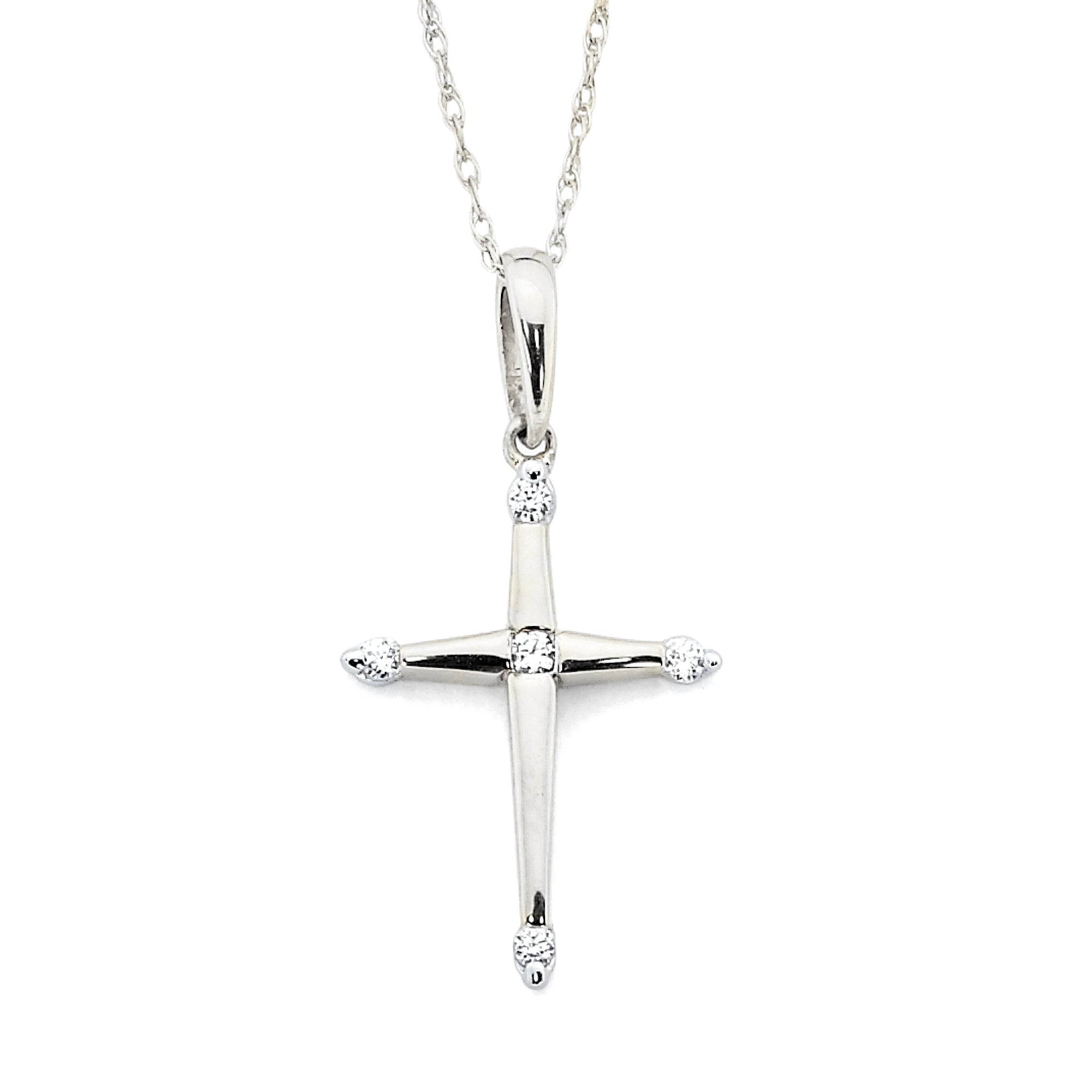 White Gold & Diamond Cross Pendant