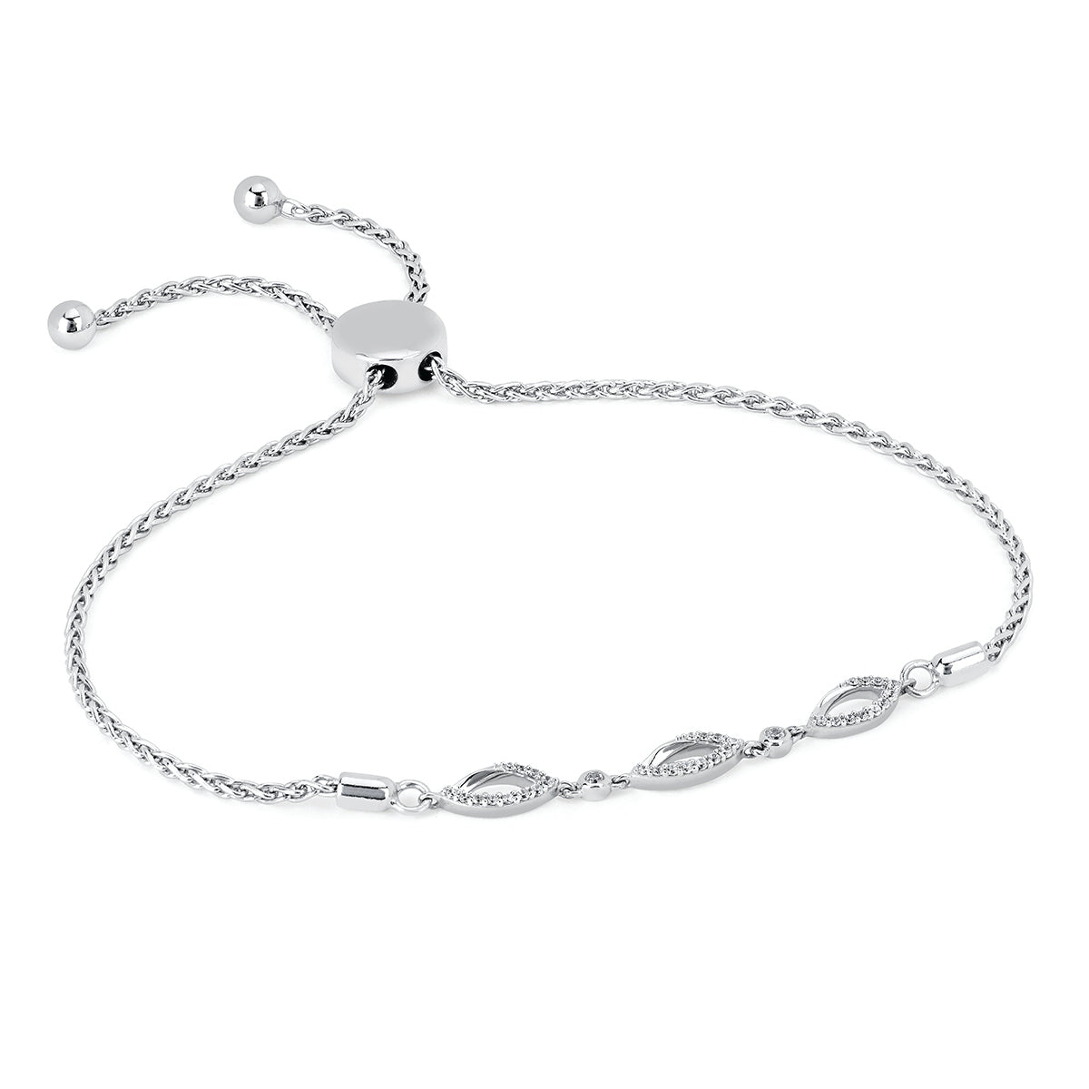 Silver Diamond Trio Slide Bracelet