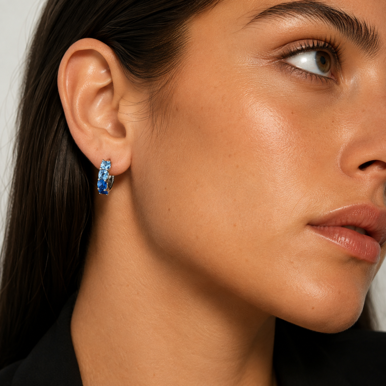 Ombré Blue Sapphire Hoop Earrings by Penny Preville