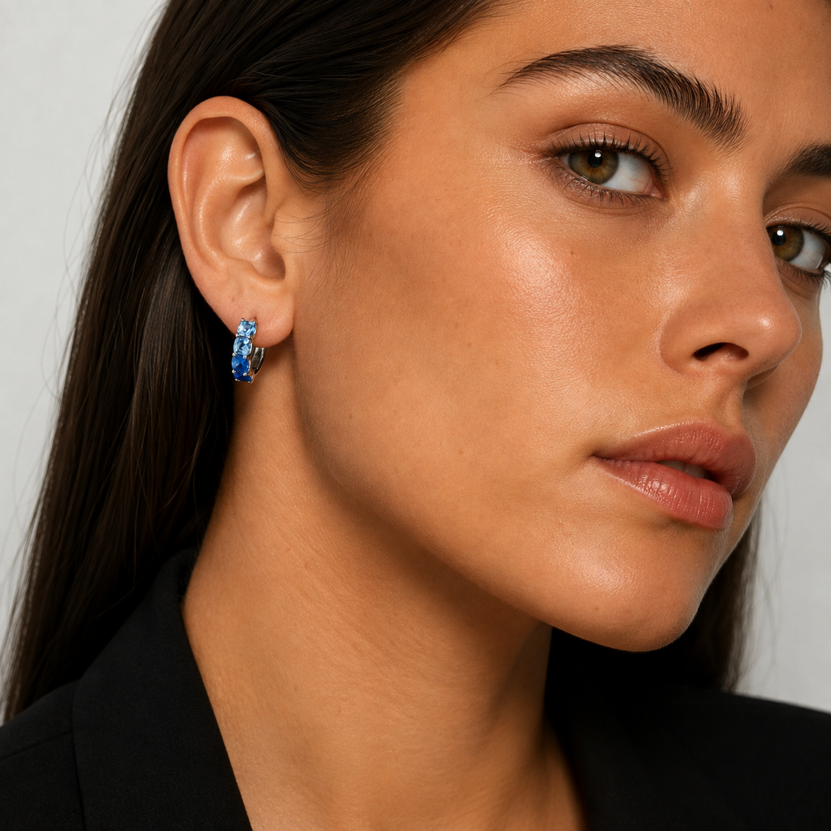 Ombré Blue Sapphire Hoop Earrings by Penny Preville