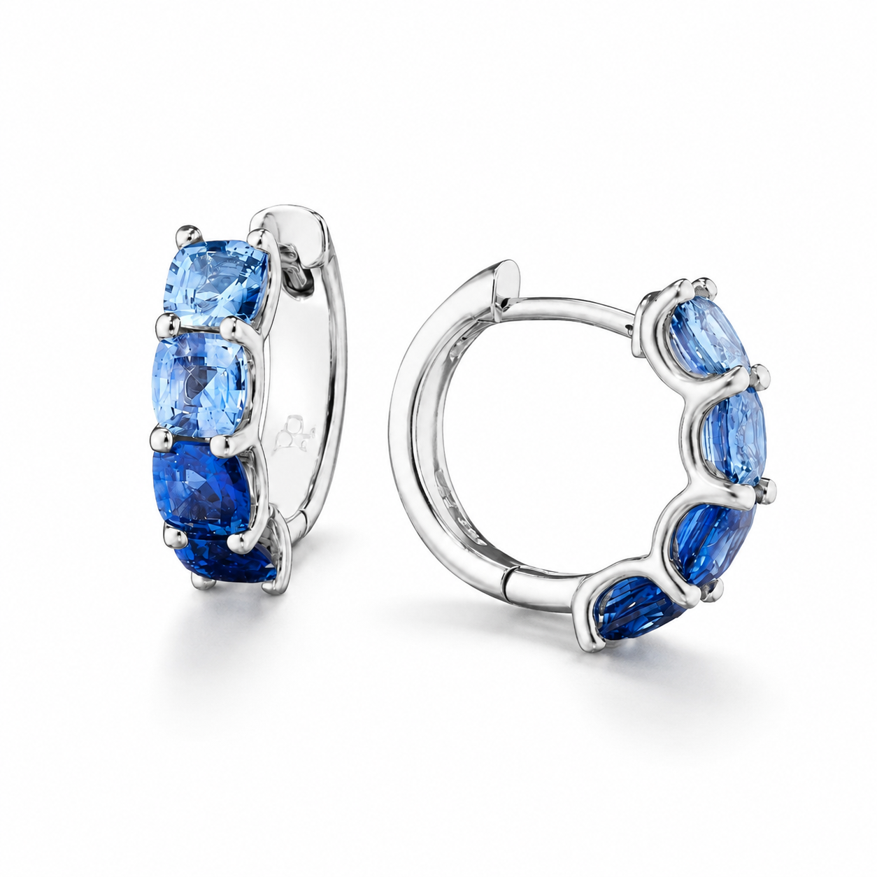 Ombré Blue Sapphire Hoop Earrings by Penny Preville