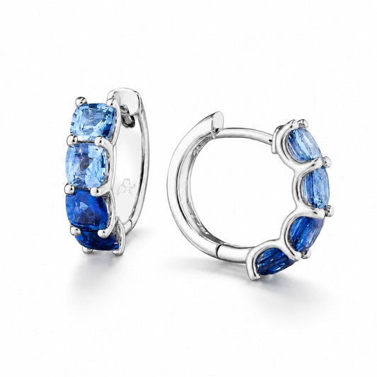 Ombré Blue Sapphire Hoop Earrings by Penny Preville