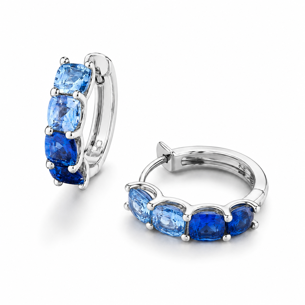 Ombré Blue Sapphire Hoop Earrings by Penny Preville