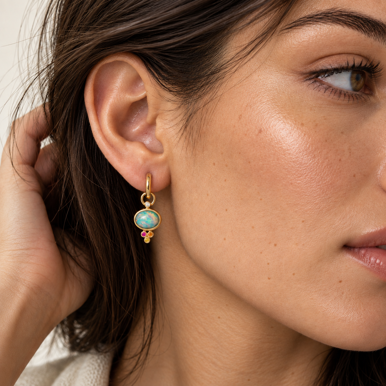 Opal Trio Charm Earrings by Mined + Found
