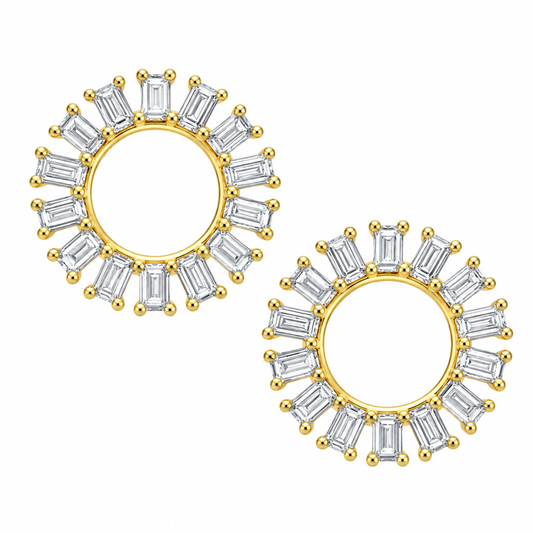 Open Circle Diamond Baguette Stud Earrings by Meredith Young
