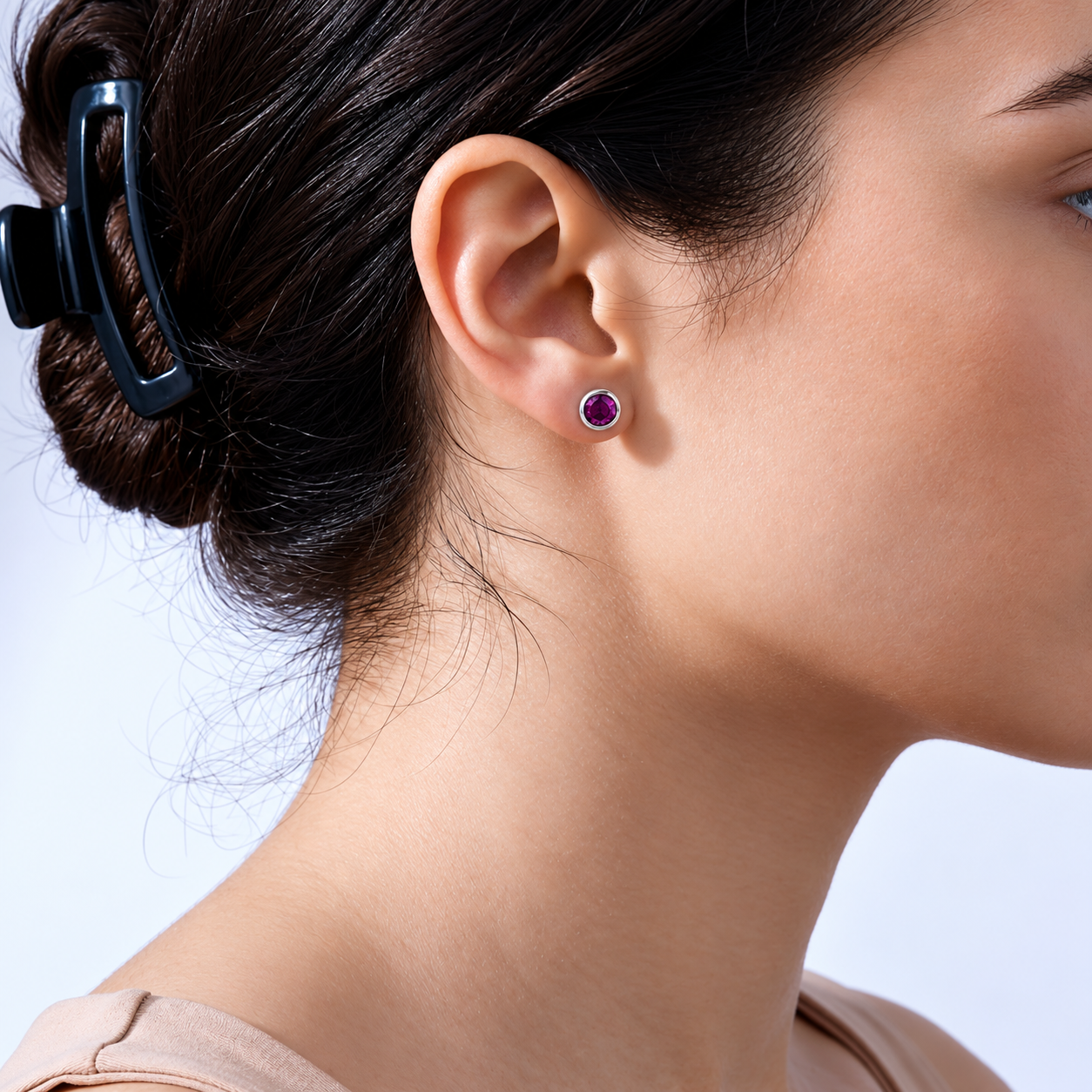 Ostbye Amethyst Bezel Stud Earrings
