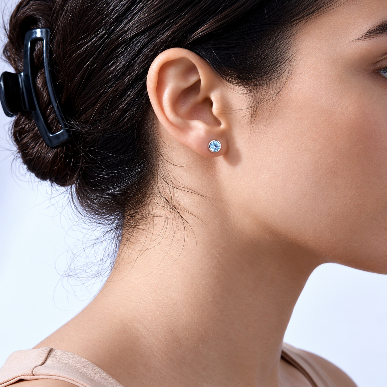Ostbye Blue Topaz Bezel Stud Earrings