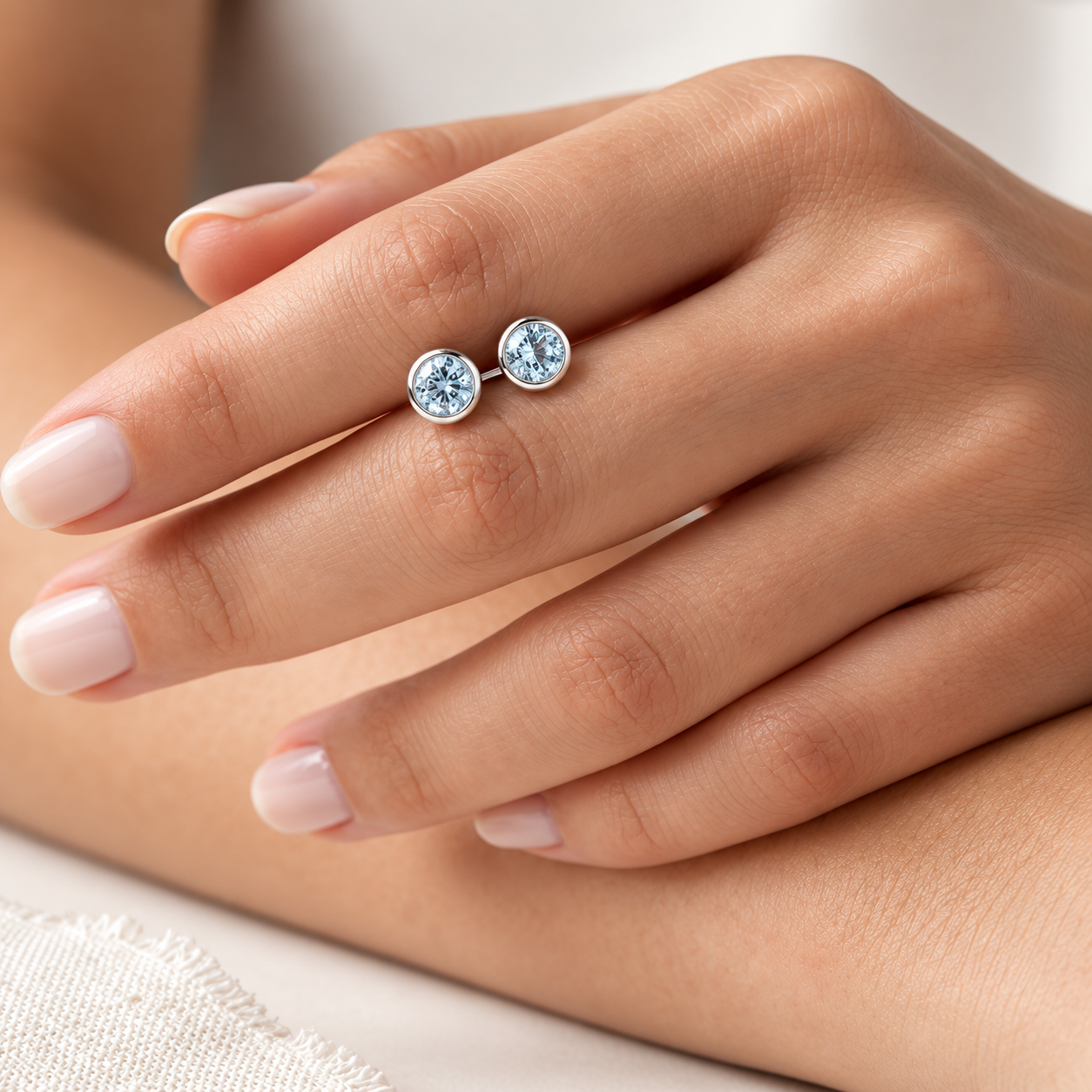 Ostbye Blue Topaz Bezel Stud Earrings