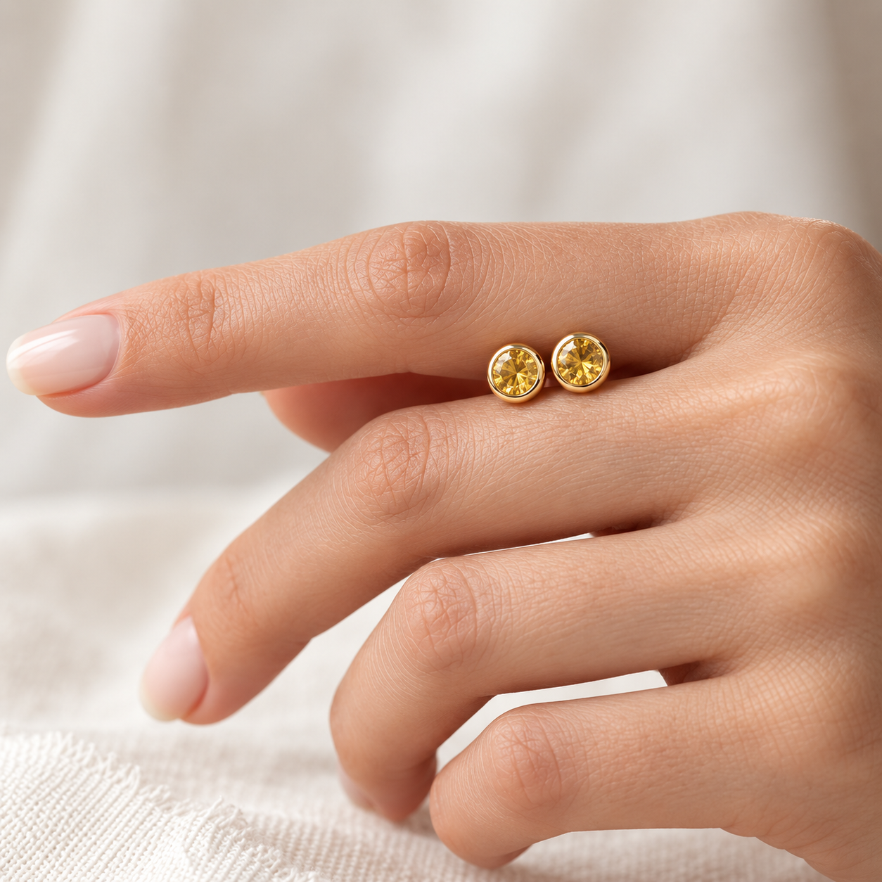 Ostbye Citrine Bezel Stud Earrings