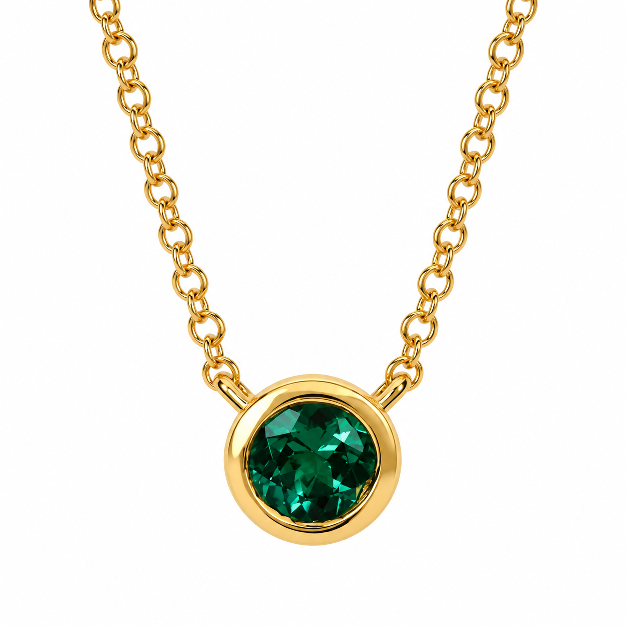 Ostbye Emerald Bezel Pendant Necklace