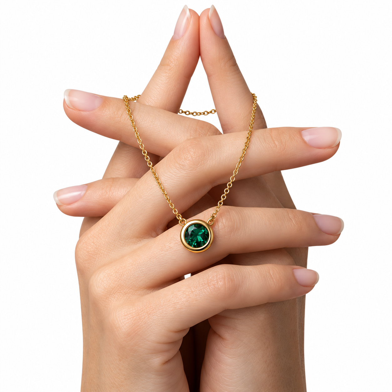 Ostbye Emerald Bezel Pendant Necklace