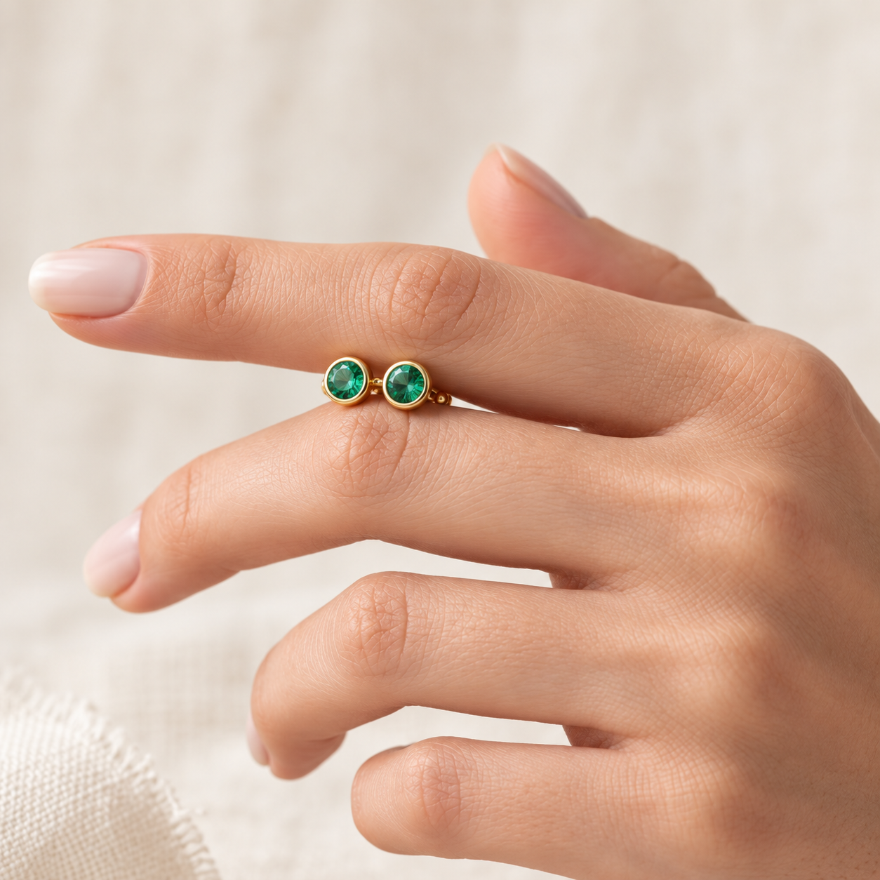 Ostbye Emerald Bezel Stud Earrings