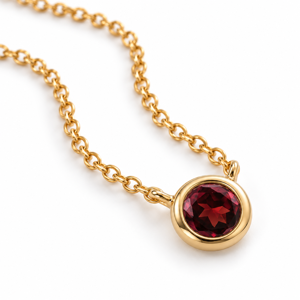 Ostbye Garnet Bezel Pendant Necklace
