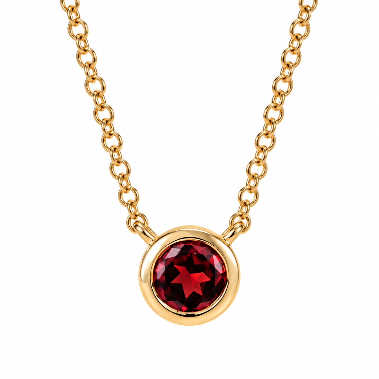Ostbye Garnet Bezel Pendant Necklace