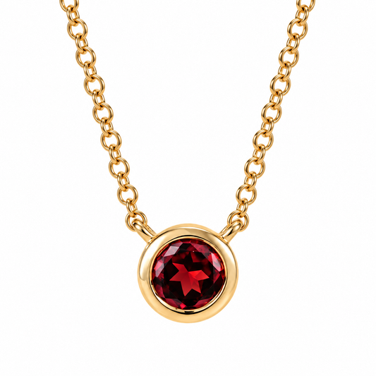 Ostbye Garnet Bezel Pendant Necklace