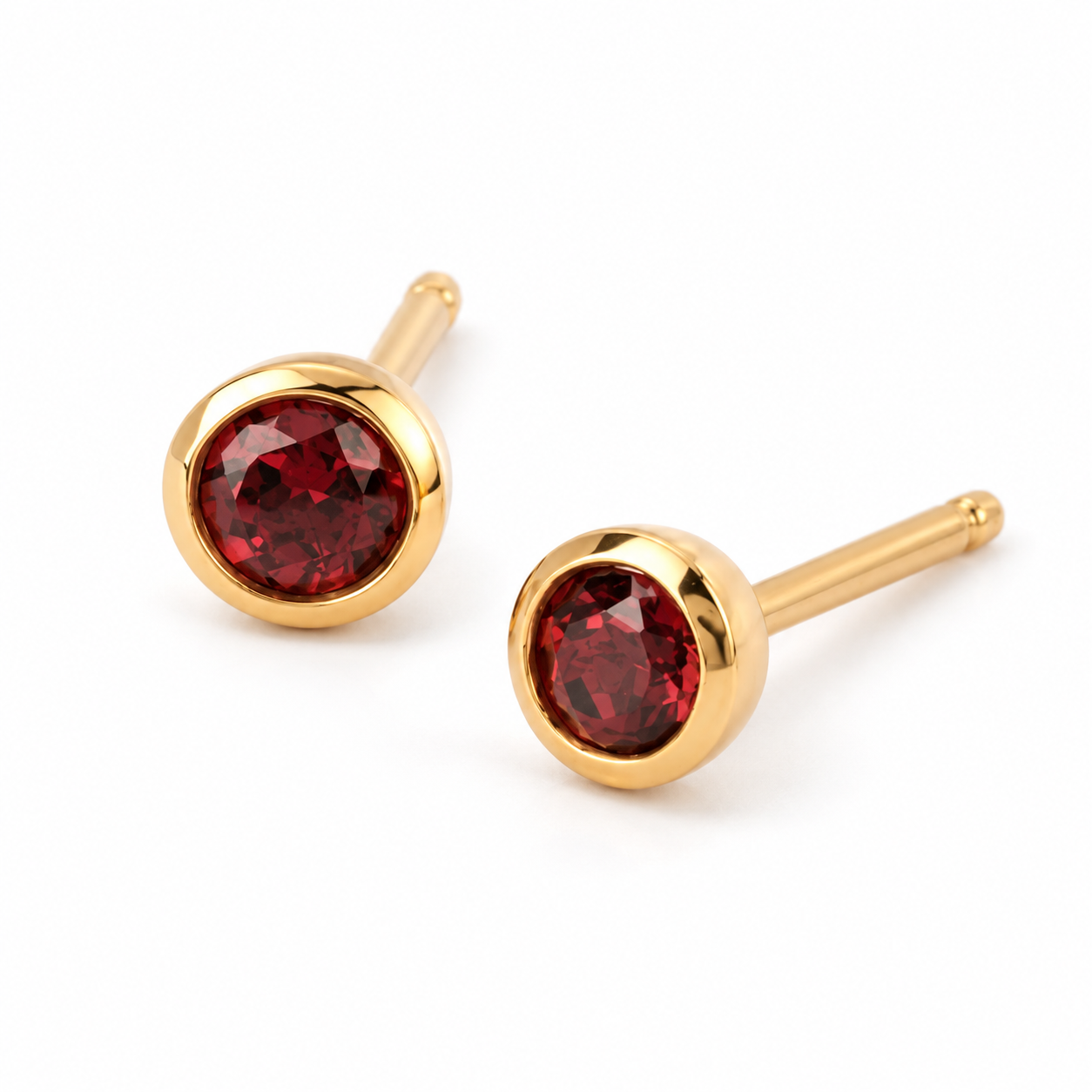 Ostbye Garnet Bezel Stud Earrings