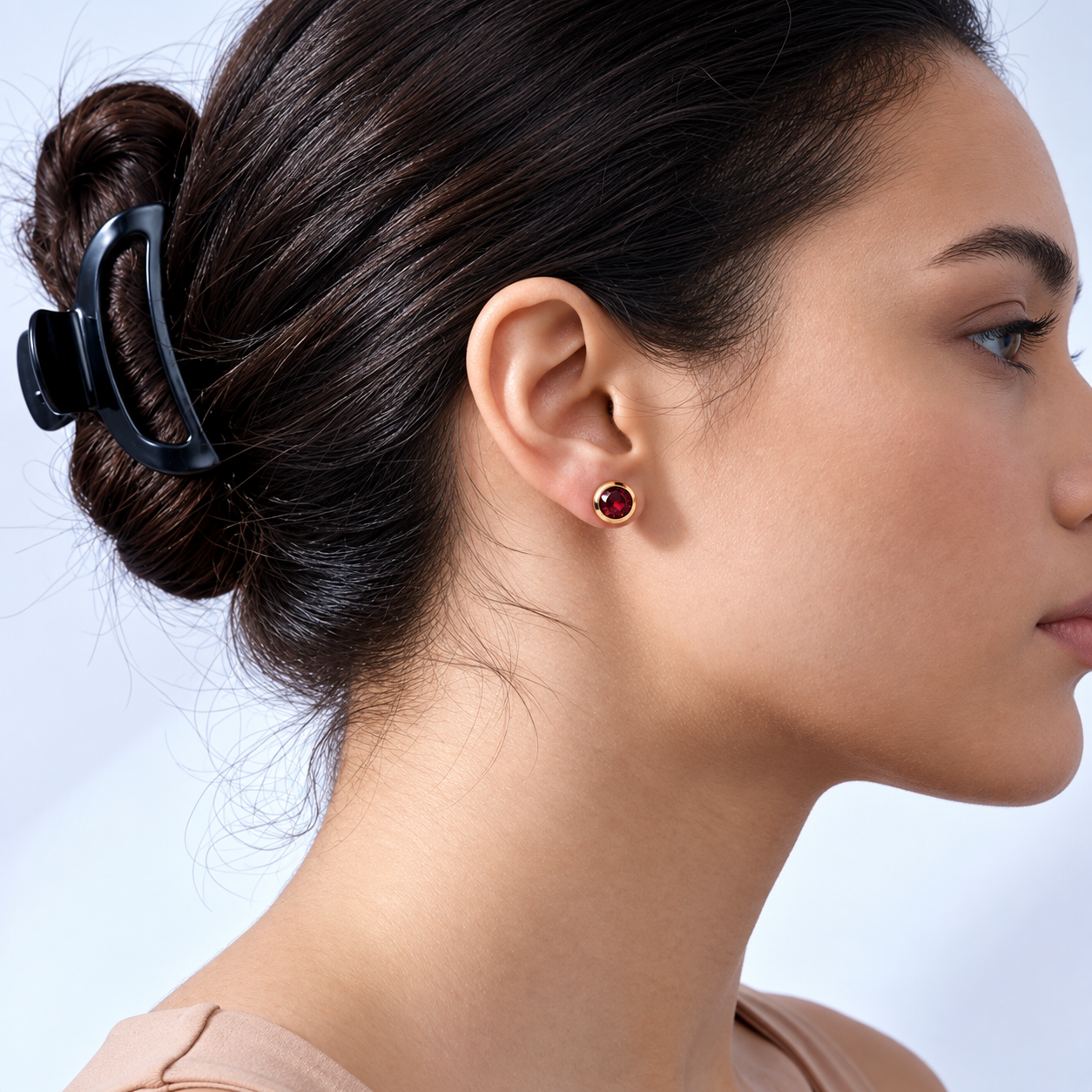 Ostbye Garnet Bezel Stud Earrings