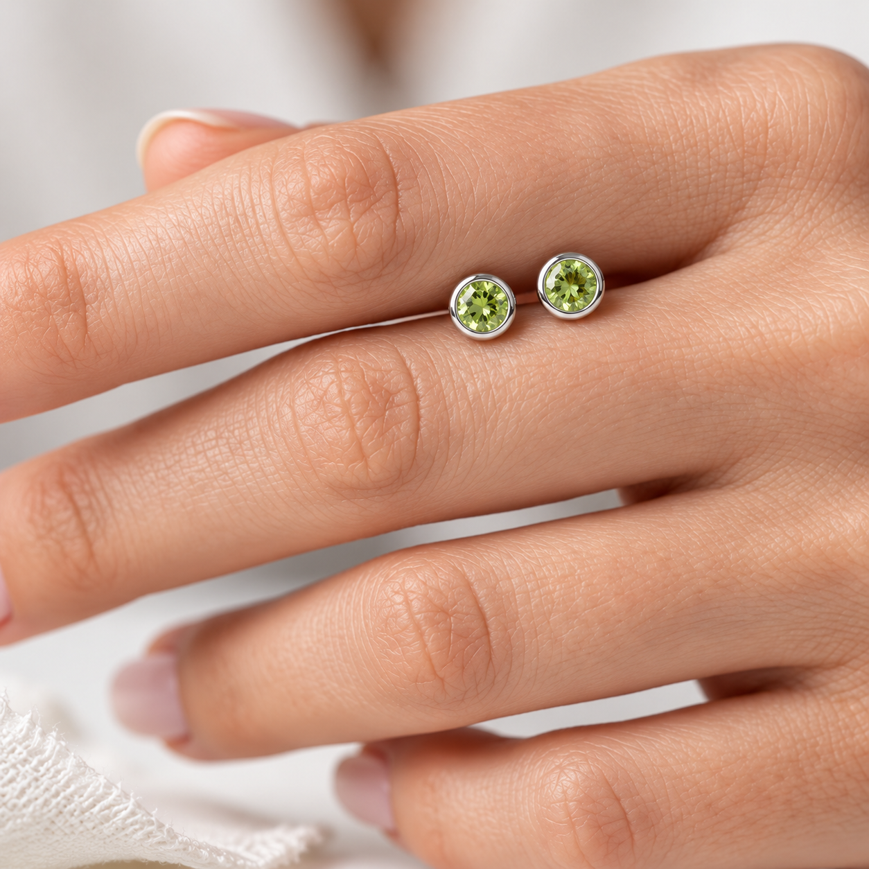 Ostbye Peridot Bezel Stud Earrings