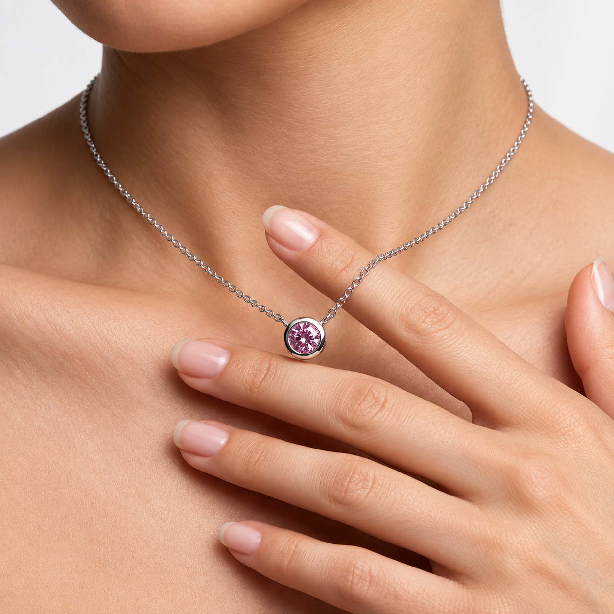 Ostbye Pink Sapphire Bezel Pendant Necklace