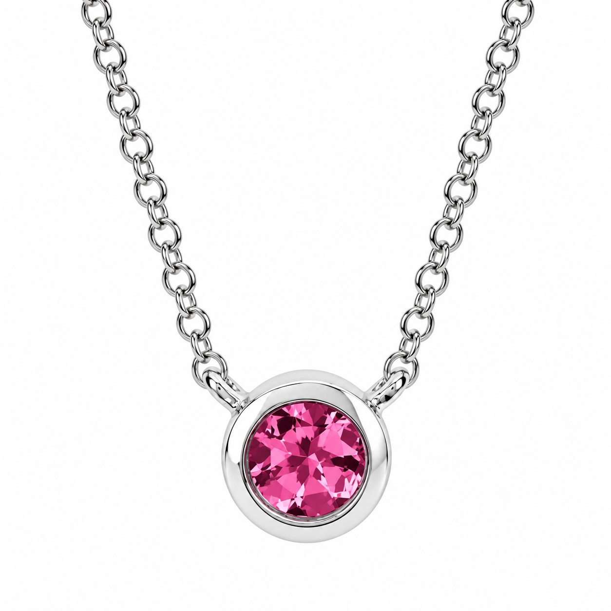 Ostbye Pink Tourmaline Bezel Pendant Necklace
