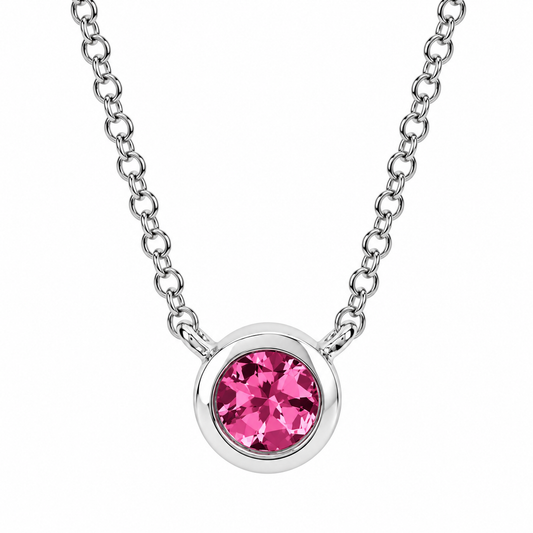 Ostbye Pink Tourmaline Bezel Pendant Necklace