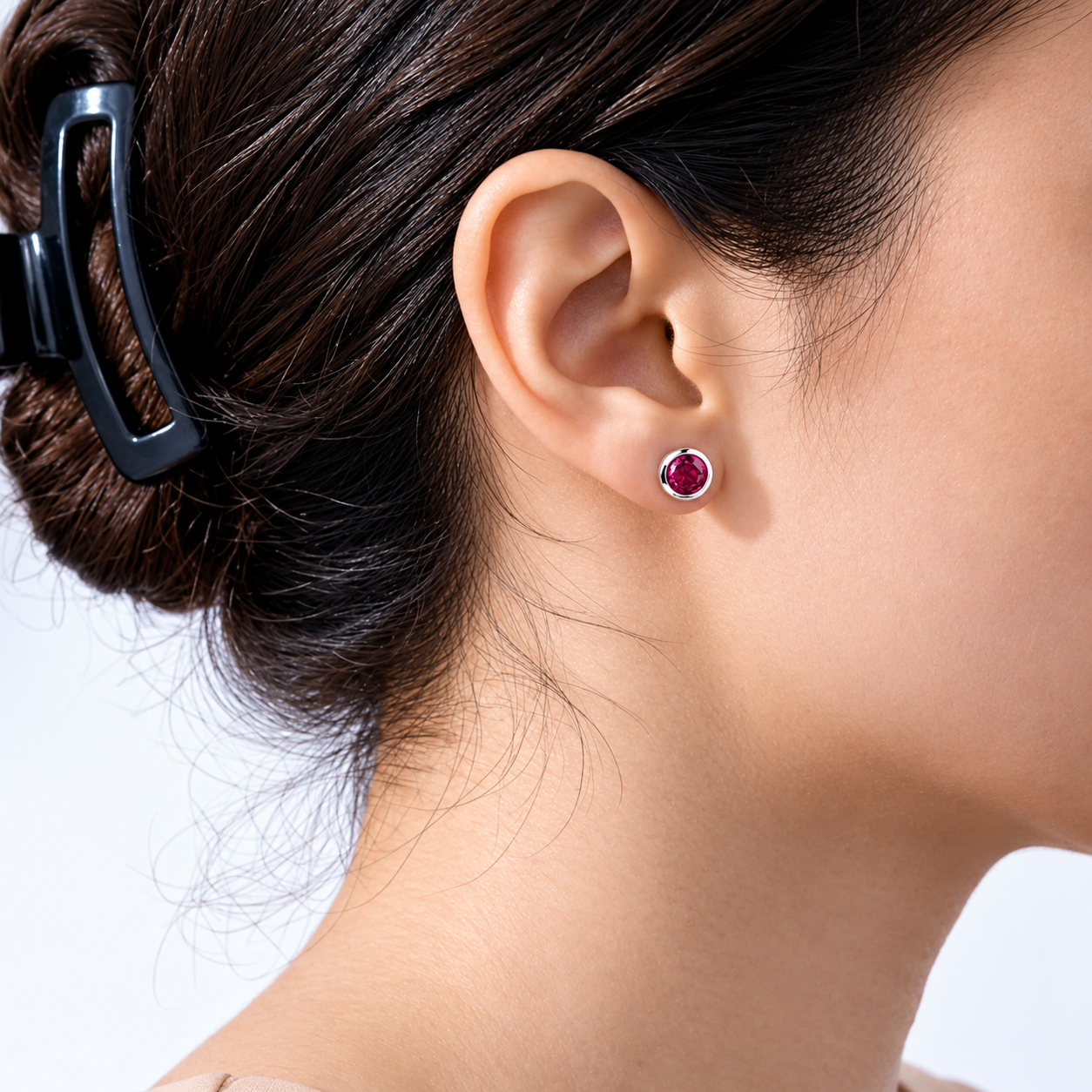 Ostbye Pink Tourmaline Bezel Stud Earrings