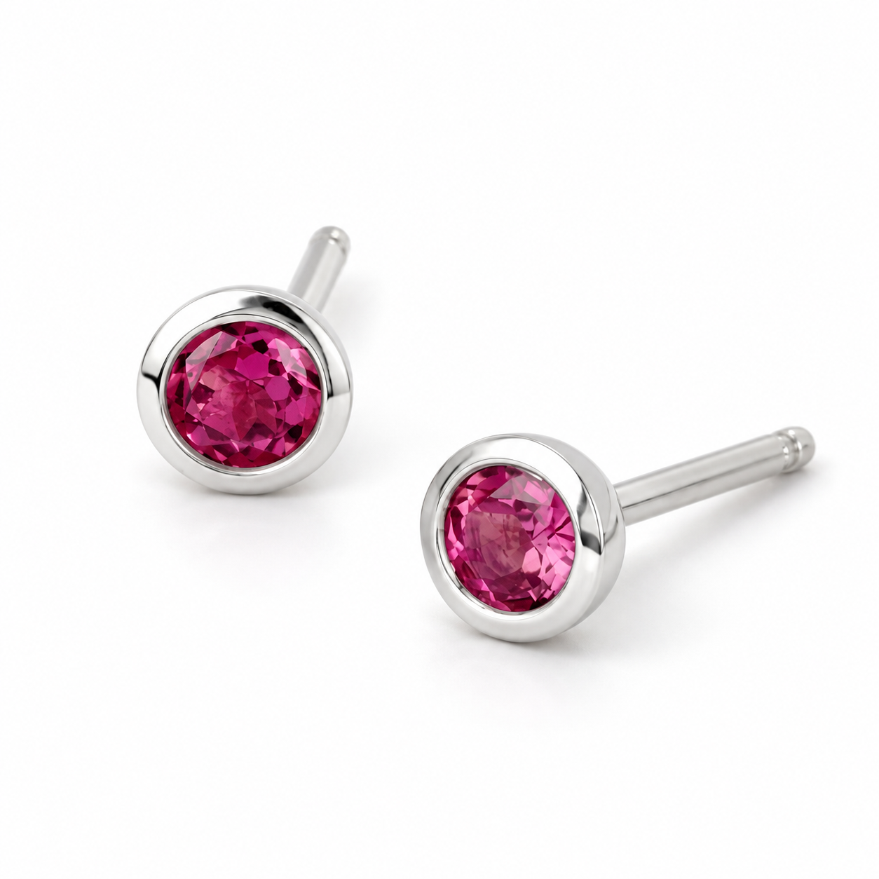 Ostbye Pink Tourmaline Bezel Stud Earrings