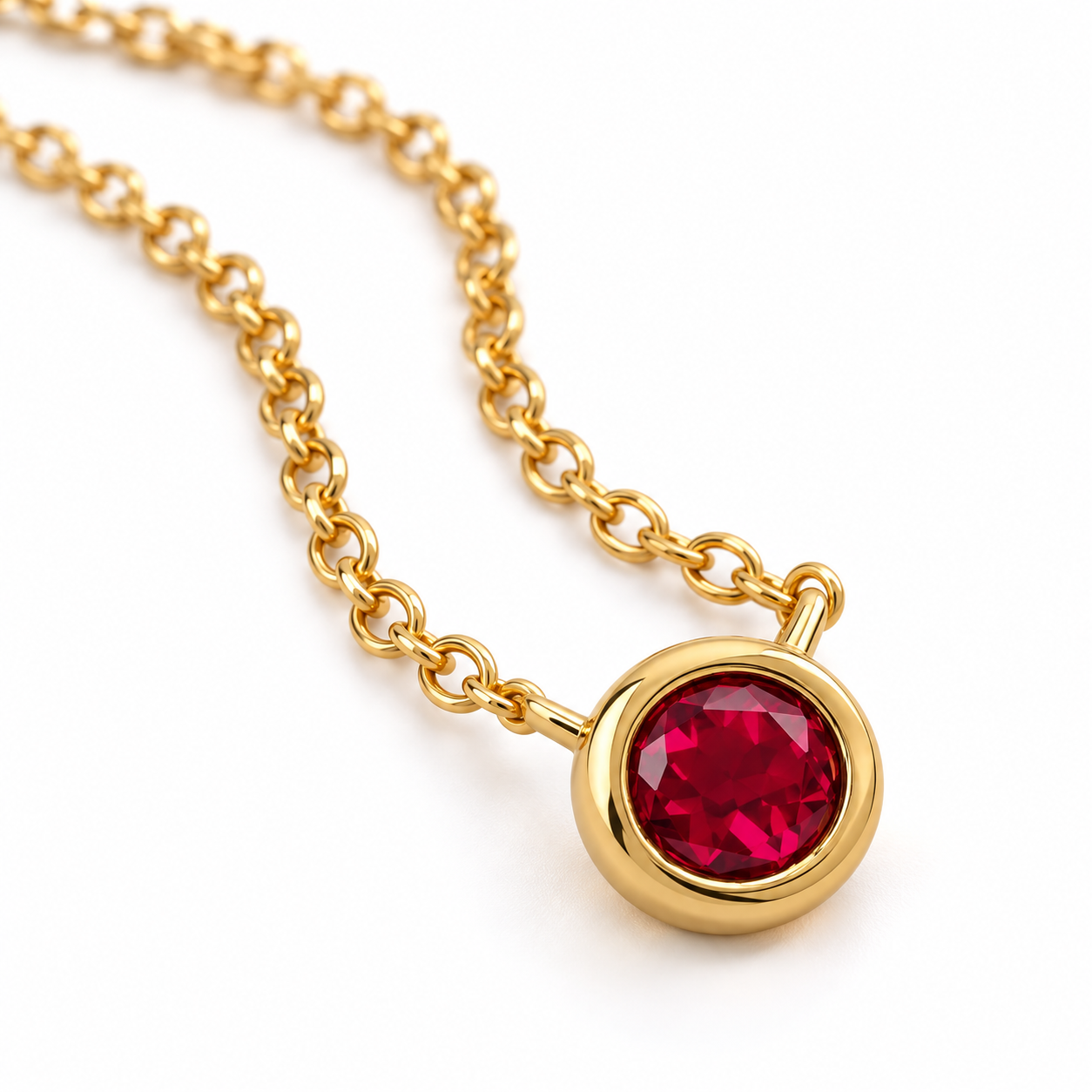 Ostbye Ruby Bezel Pendant Necklace