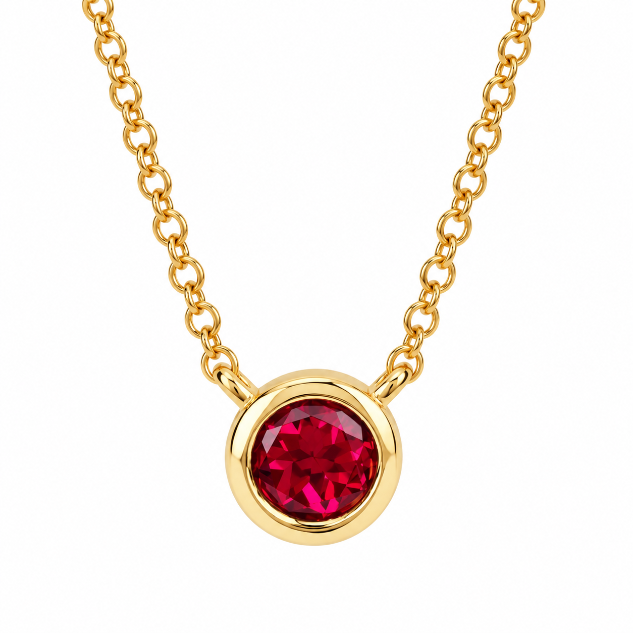 Ostbye Ruby Bezel Pendant Necklace