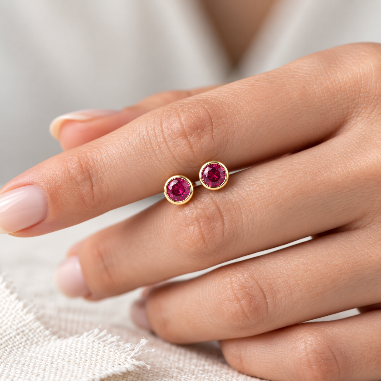 Ostbye Ruby Bezel Stud Earrings